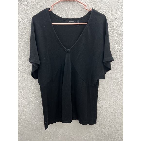 Womens Daisy Fuentes Moda Blouse Size Large Short Sleeve V-Neck - Picture 1 of 11